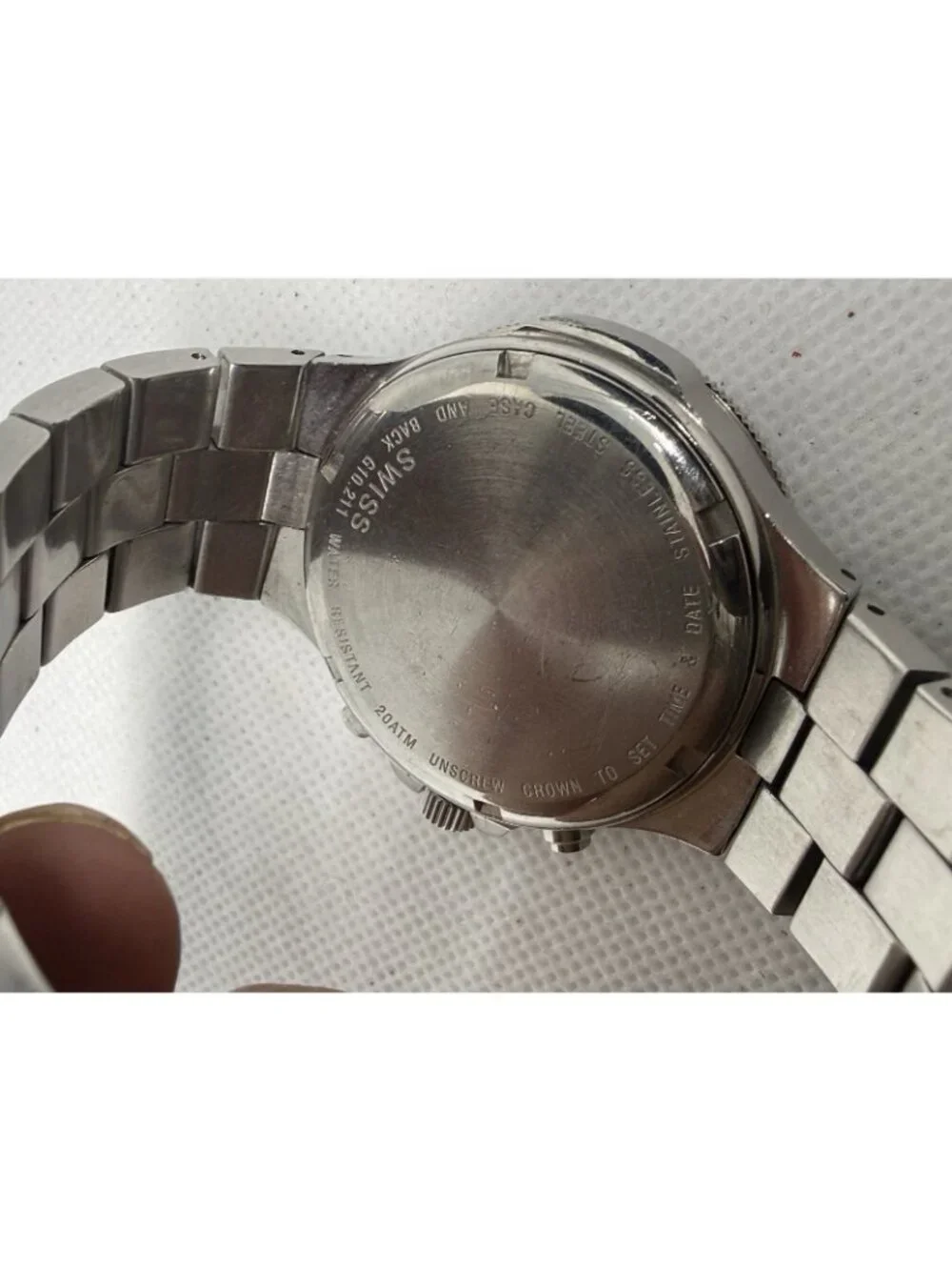 Belair A9915 Men Chronograph Diver Watch Swiss Quartz Stainless Steel White Dial